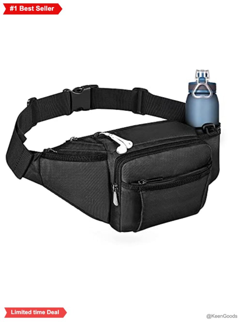 Fanny Pack Water Bottle Holder Hiking Waist Bag 900D Nylon